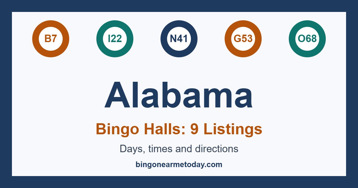 Bingo halls in Alabama: 9 listings with days and times