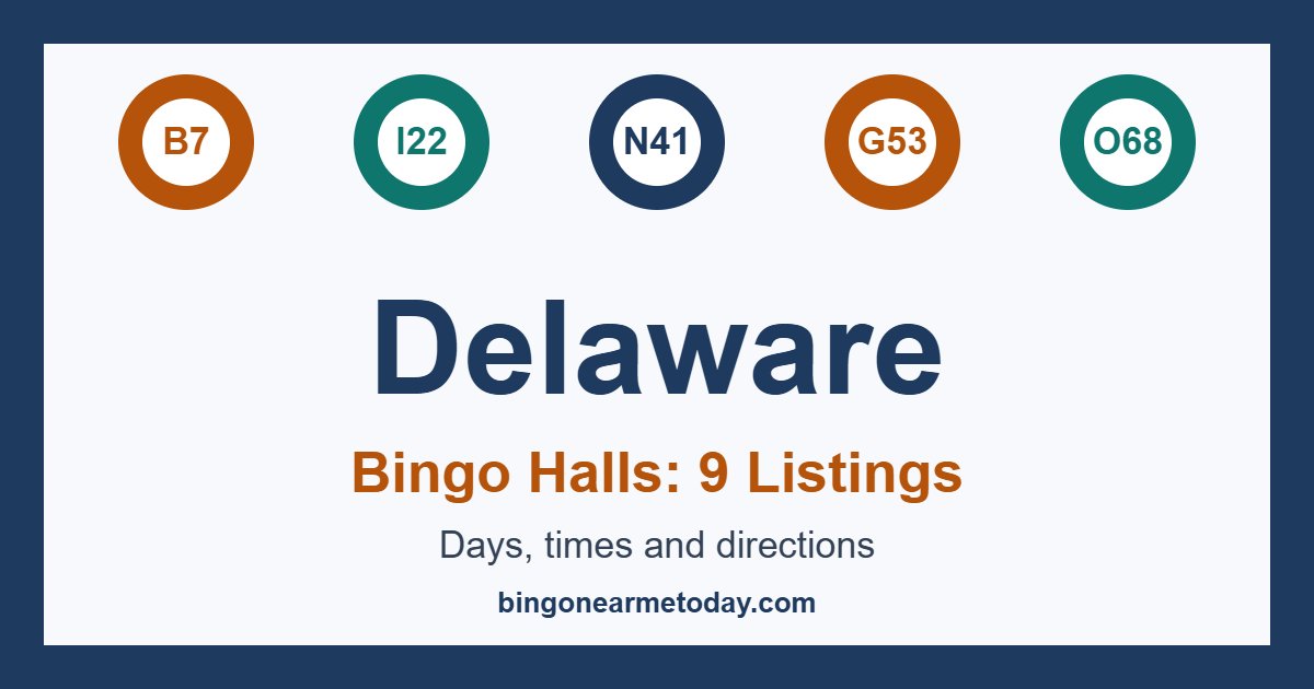 Bingo halls in Delaware: 9 listings with days and times
