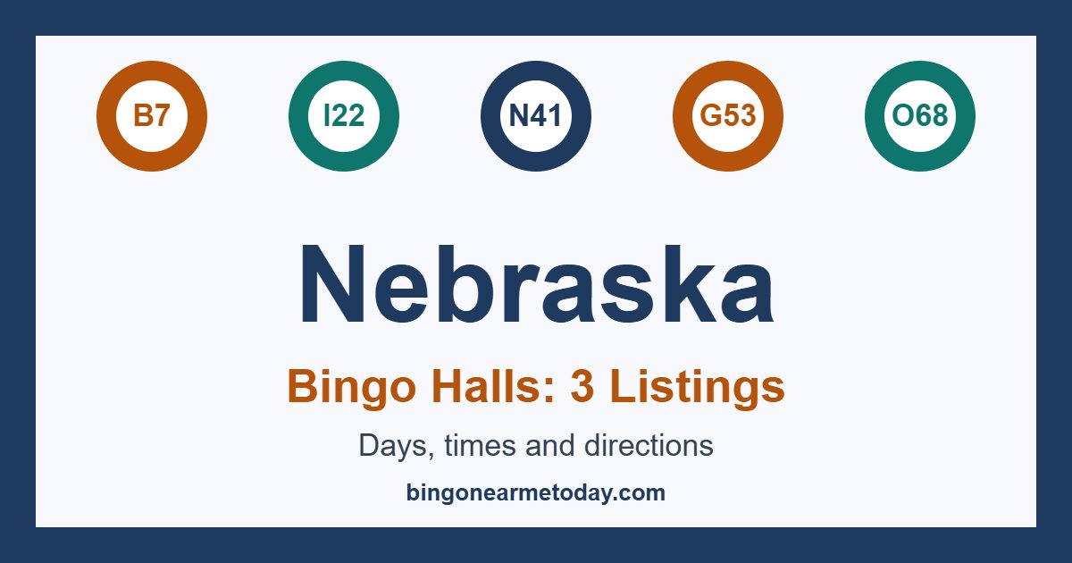 Bingo halls in Nebraska: 3 listings with days and times