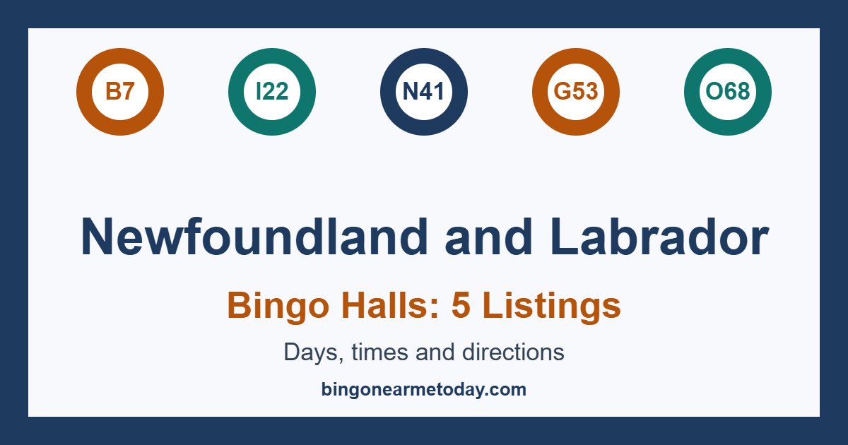 Bingo halls in Newfoundland and Labrador: 5 listings with days and times