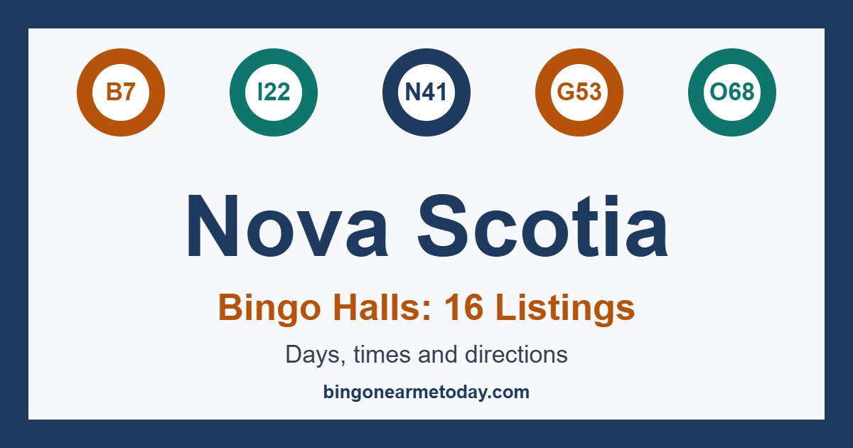 Bingo halls in Nova Scotia: 16 listings with days and times
