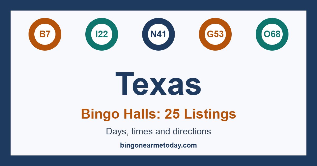 Bingo halls in Texas: 25 listings with days and times