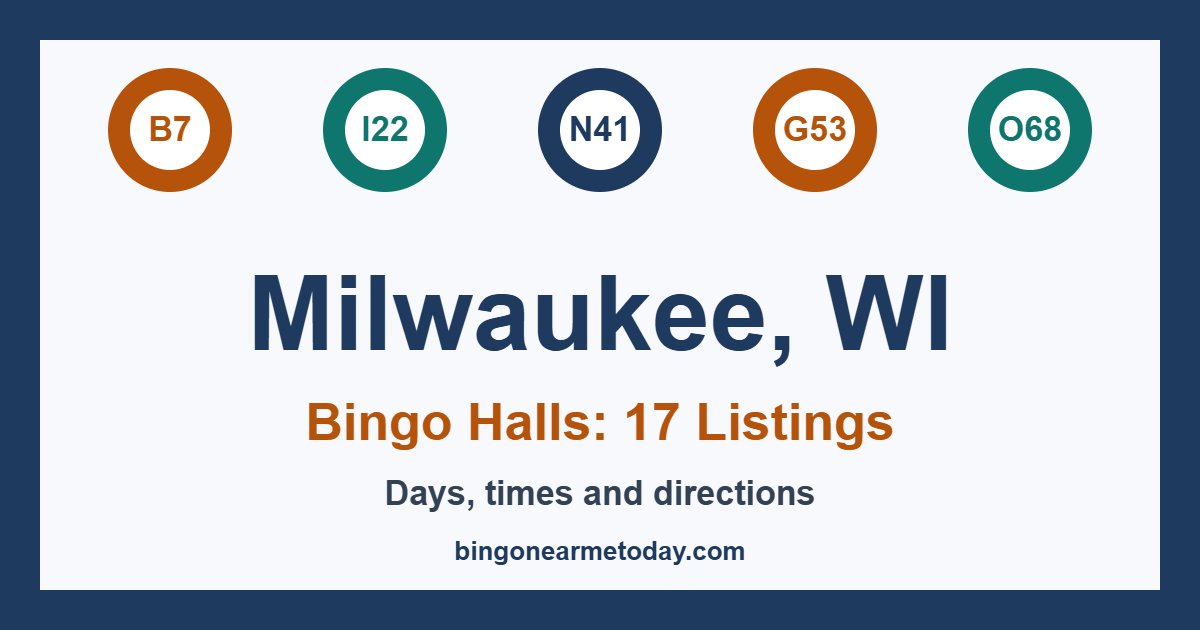 Bingo halls in Milwaukee, WI: 17 listings with days and times