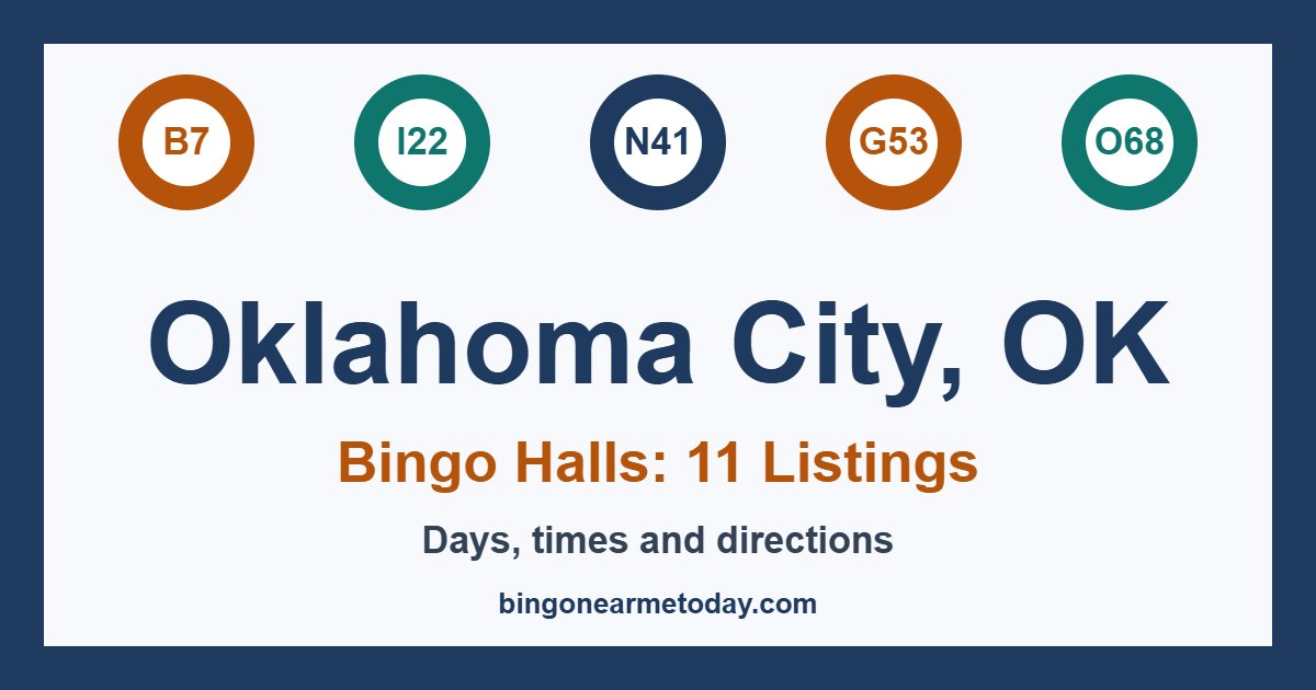 Bingo halls in Oklahoma City, OK: 11 listings with days and times