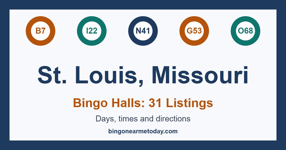 Bingo halls in St. Louis, Missouri: 31 listings with days and times