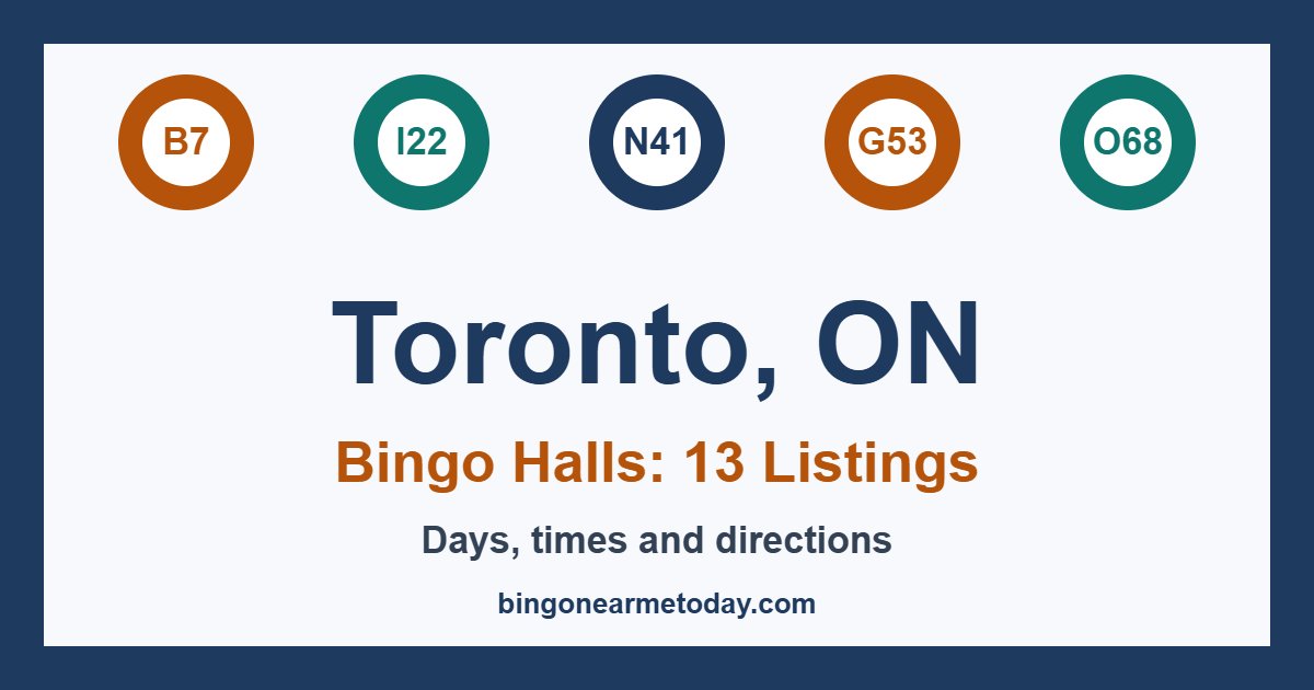 Bingo halls in Toronto, ON: 13 listings with days and times