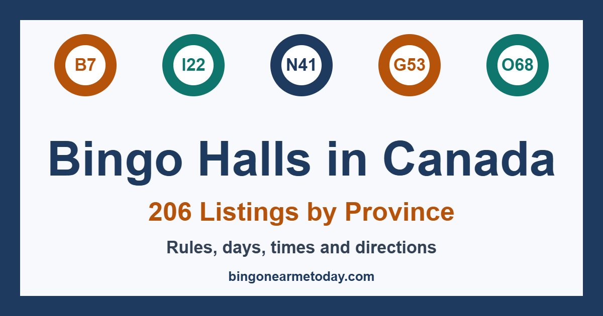 Bingo halls in Canada: 206 listings across 13 provinces and territories